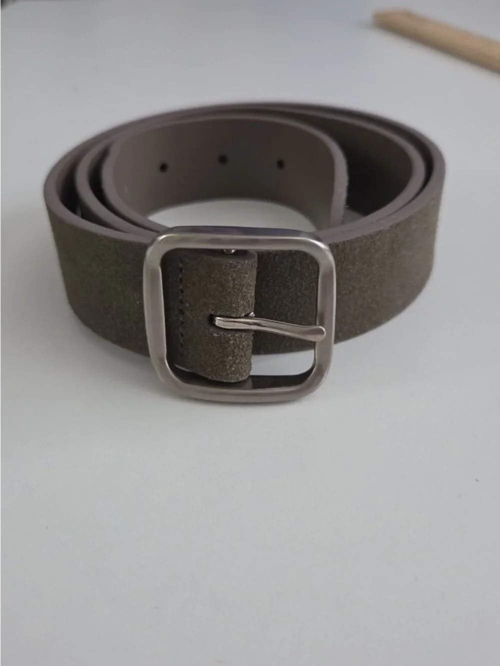NWT EXPRESS Olive Suede Leather Square Brushed Metallic Buckle SIze 30/32